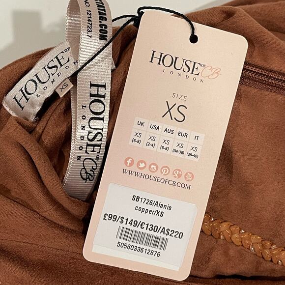 NWT House of CB Alanis Copper Vegan Suede Dress Size XS - Picture 8 of 8